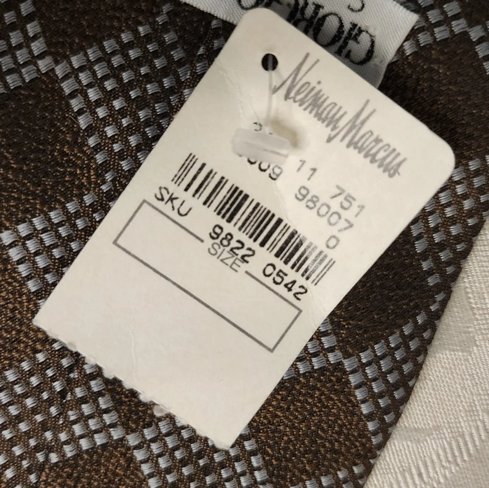 GIORGIO ARMANI Vintage Brown Geometric Silk Tie NWT Made in Italy